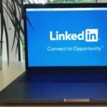 linkedin logo on laptop screen