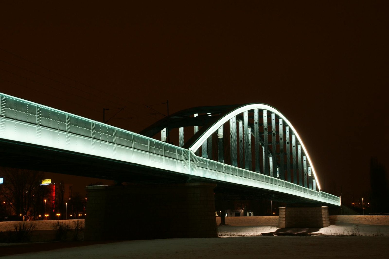 illuminated bridge during night time