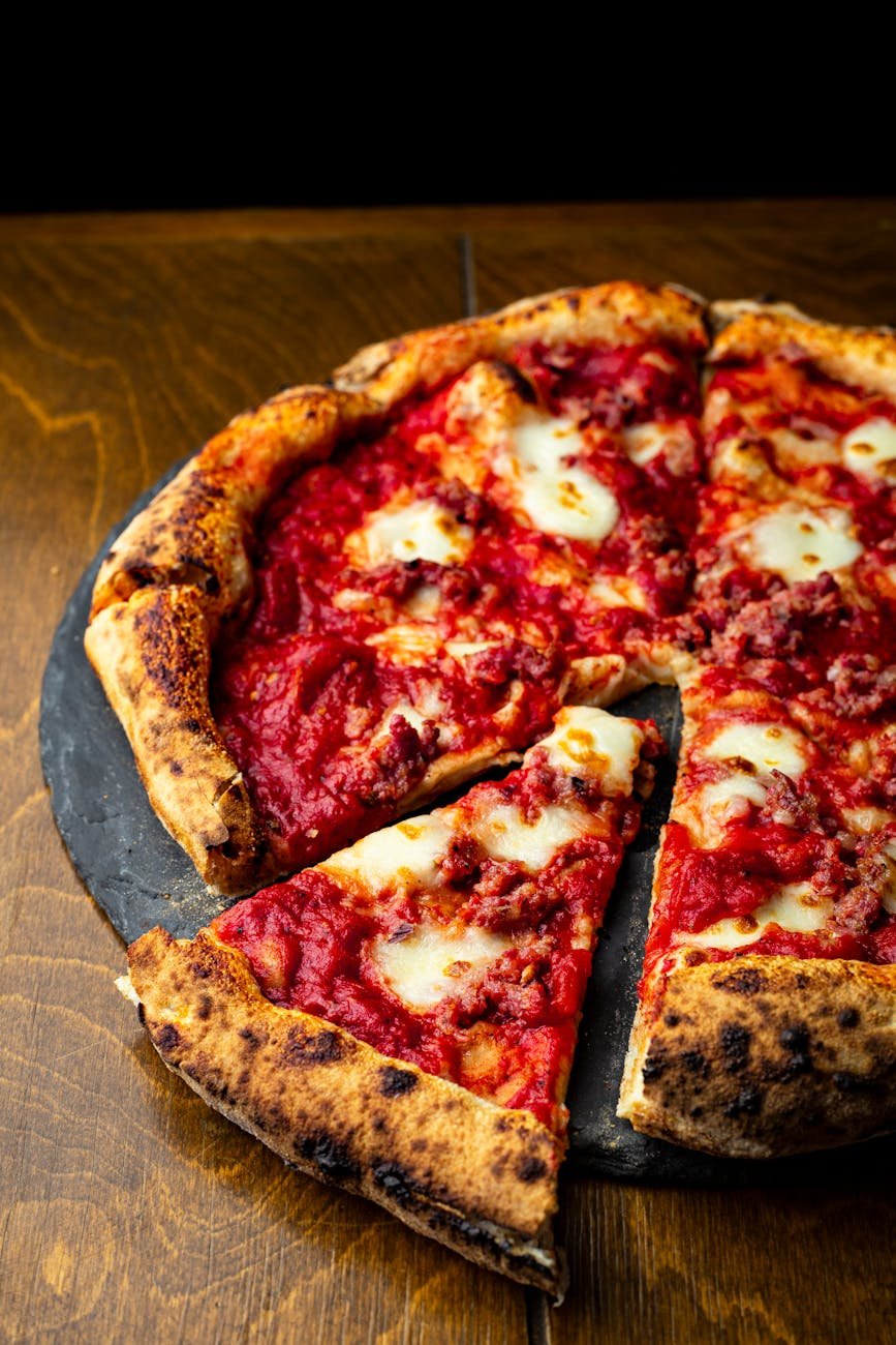 pizza cut into slices