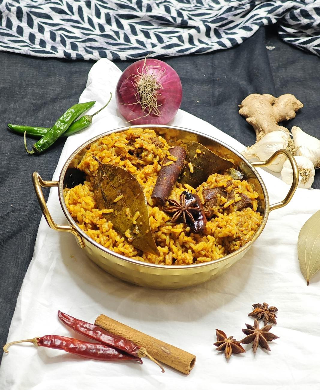 delicious indian biryani with fresh spices