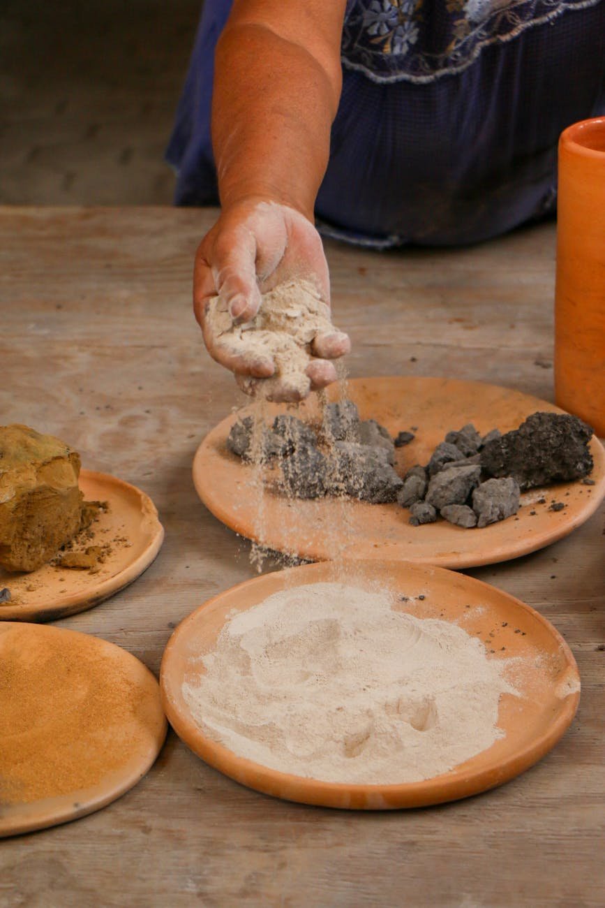 rustic pottery creation with natural clay