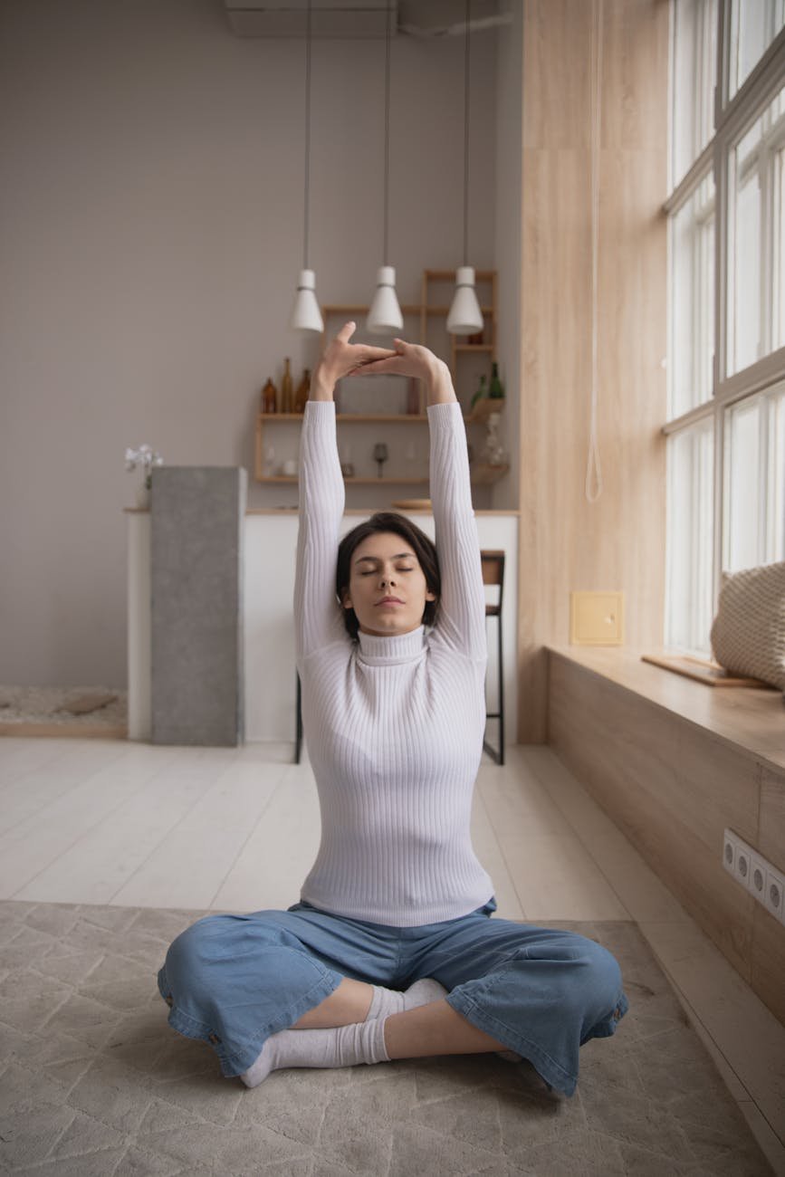 photo of woman stretching