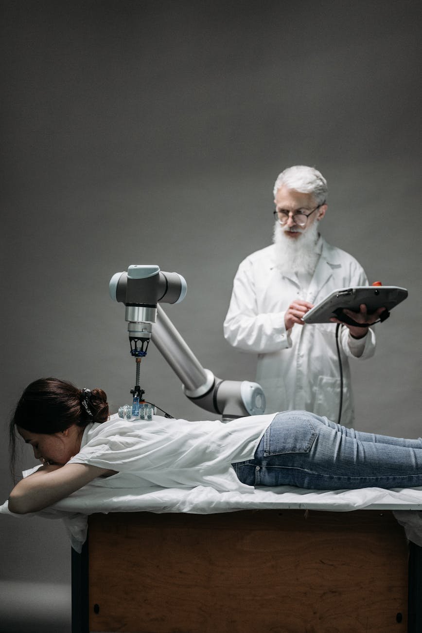 a scientist testing a device