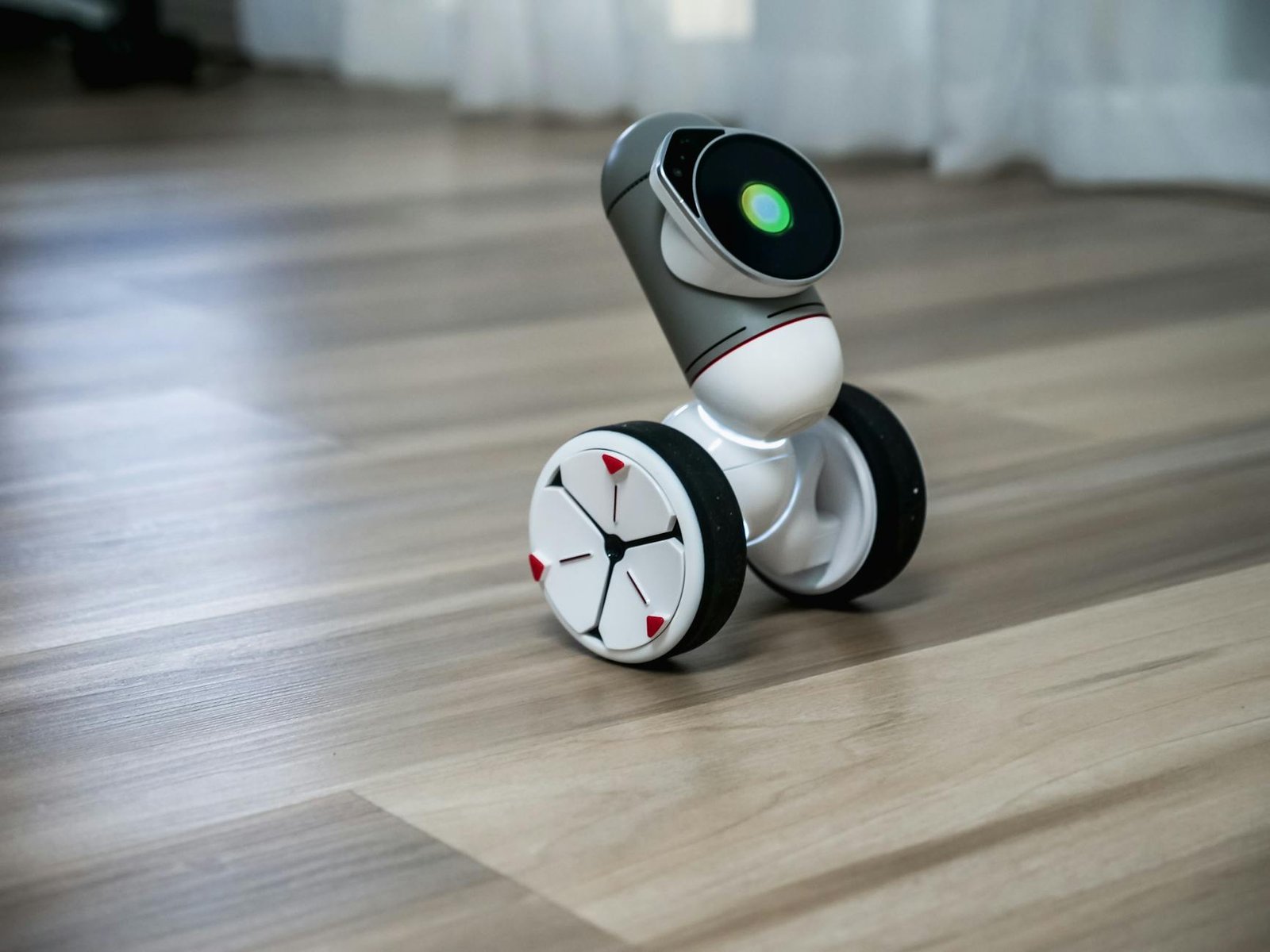 a white and black robot toy