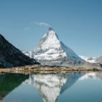 majestic matterhorn reflected in clear lake