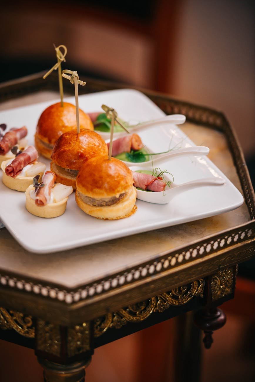 elegant appetizer platter with gourmet sliders
