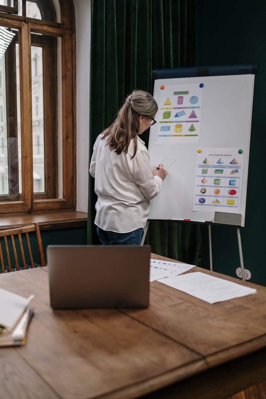 elderly woman teaching online