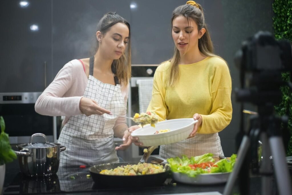 a women preparing food in the kitchen
