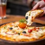 delicious freshly baked pizza with toppings