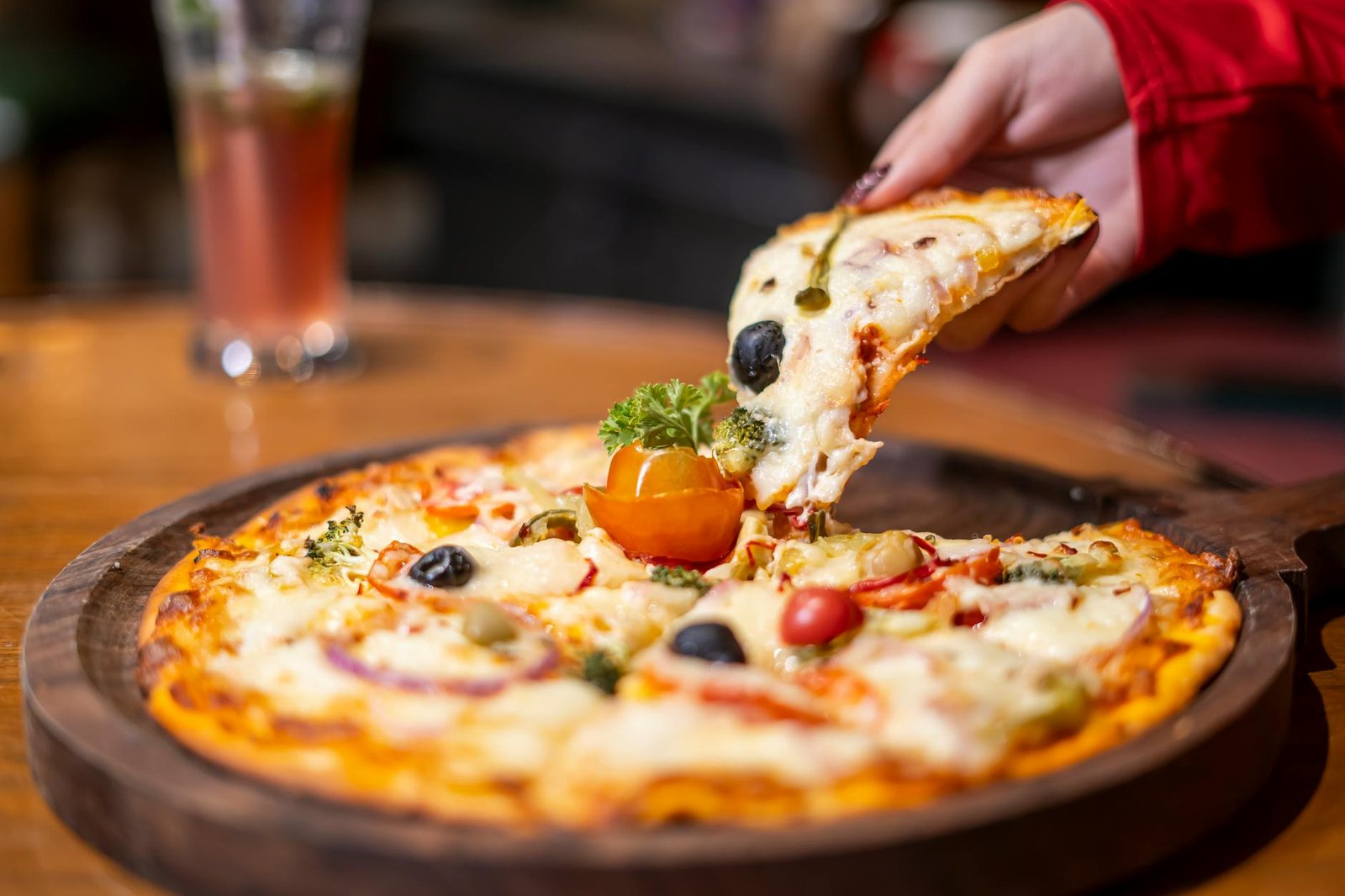 delicious freshly baked pizza with toppings