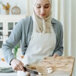 a woman in white apron