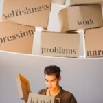 a man looking at the box