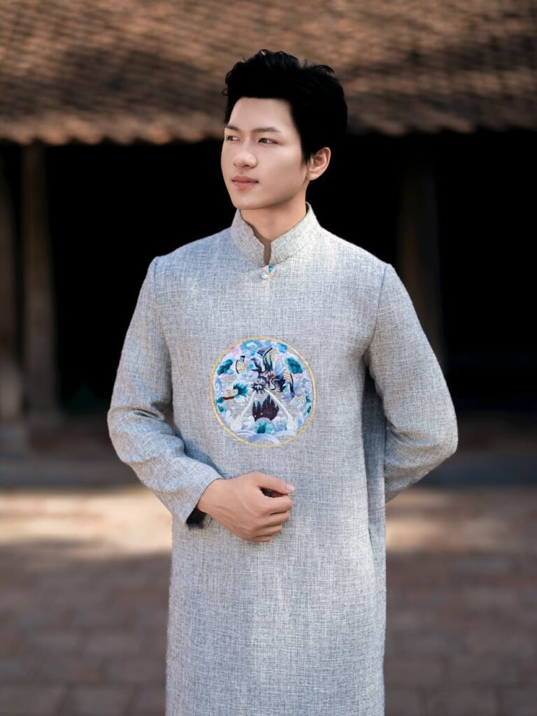 elegant man in traditional embroidered garment