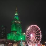 night view of palace of culture and science in warsaw