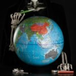 desk globe on a skeleton