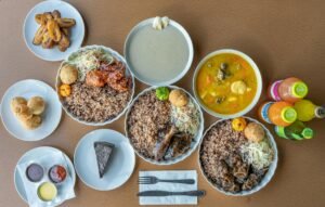 white ceramic bowl with soup on the table