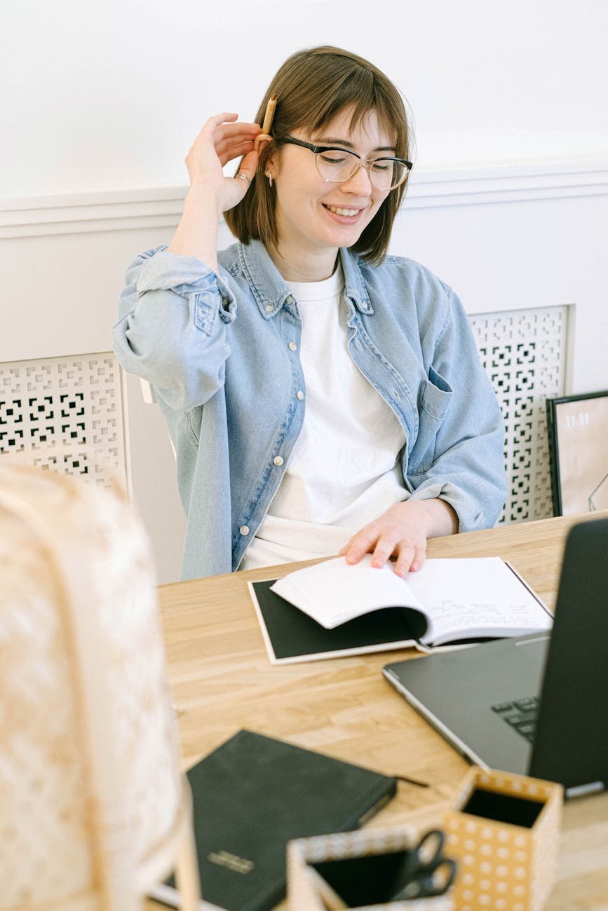 woman working in home office