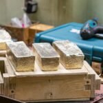 metal bars on a wooden box