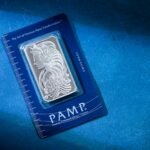 platinum bar on blue surface