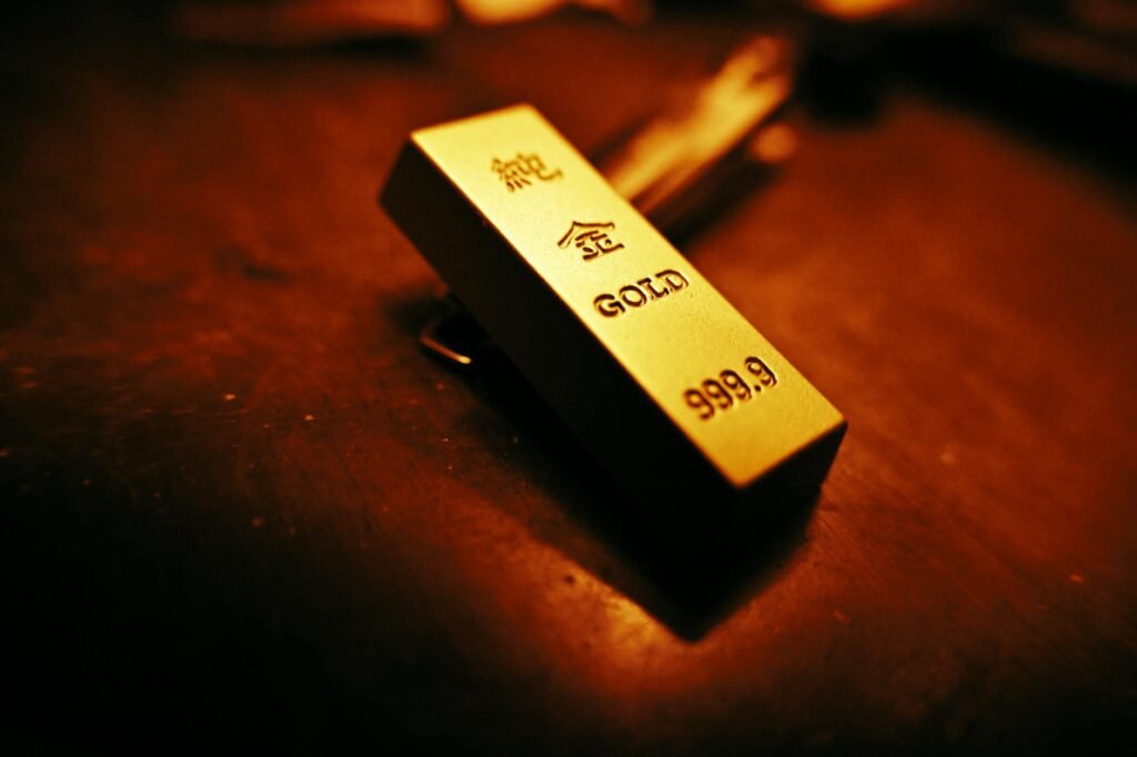 close up of gold bar with inscriptions