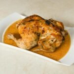 roasted chicken on a white plate