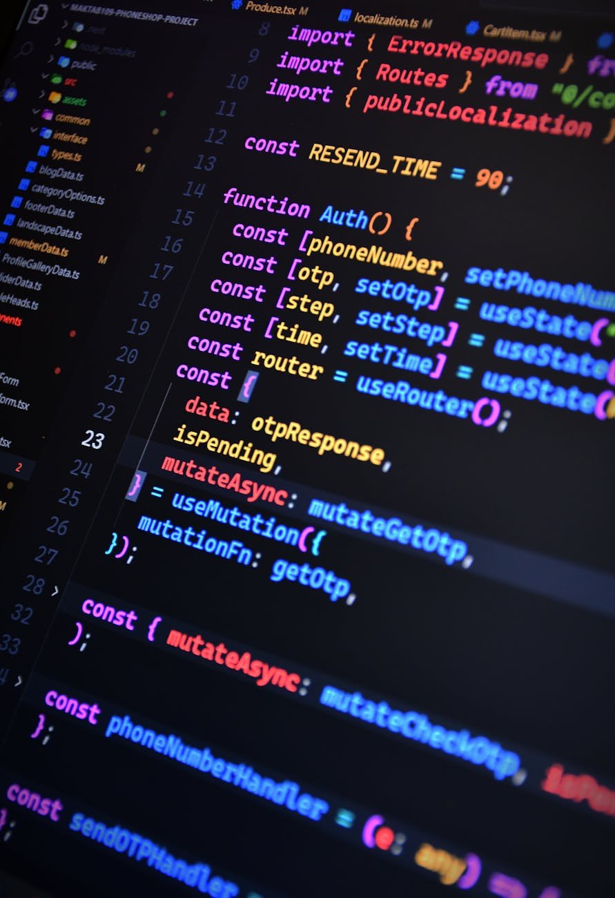 close up of colorful javascript code on screen