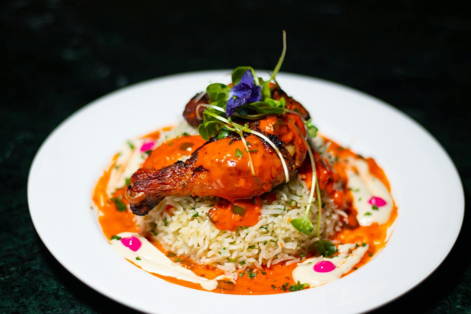 gourmet tandoori chicken with herb rice