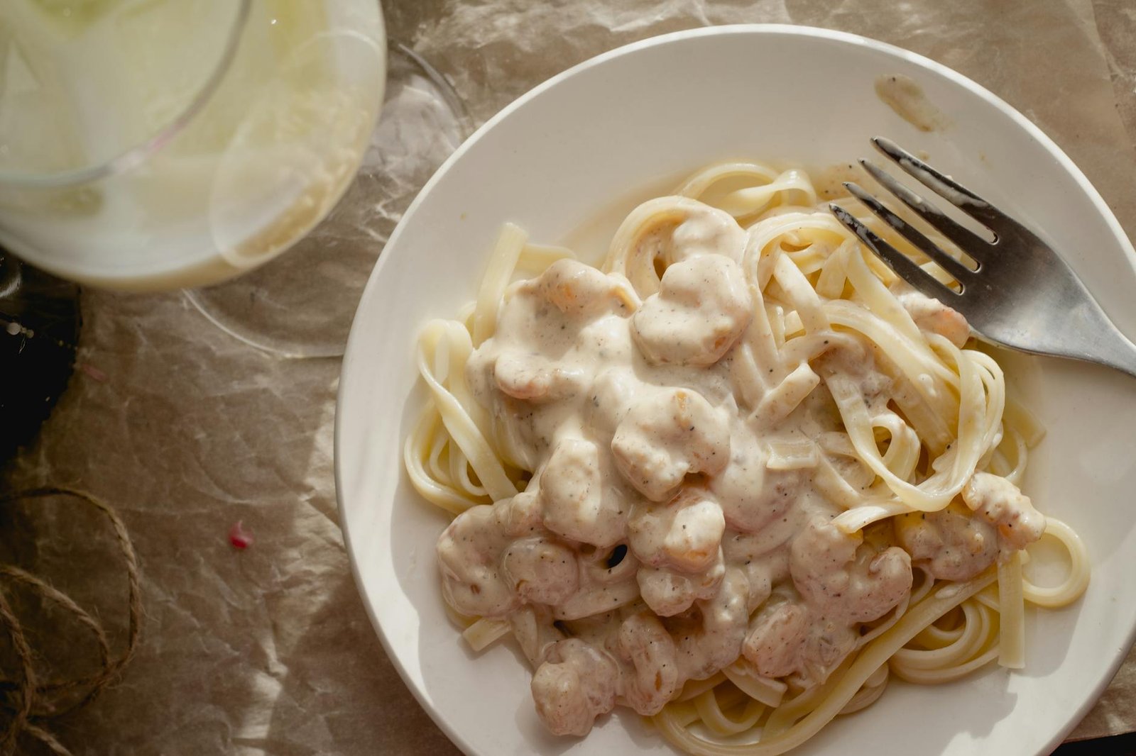 pasta dish on white ceramic plate