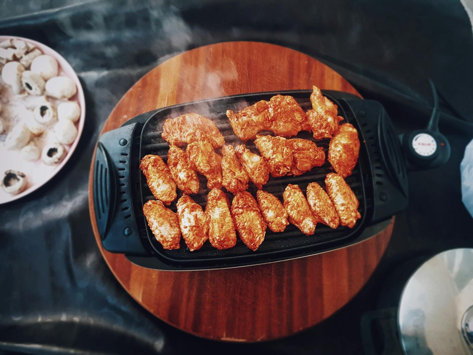 grilled meat on the electric griller
